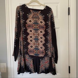 Free People boho backless long sleeve tunic dress